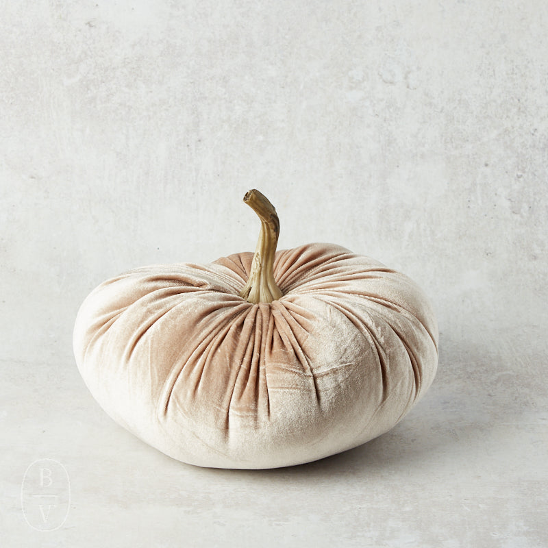 K and K Interiors VELVET STUFFED PUMPKIN Cream 7.25
