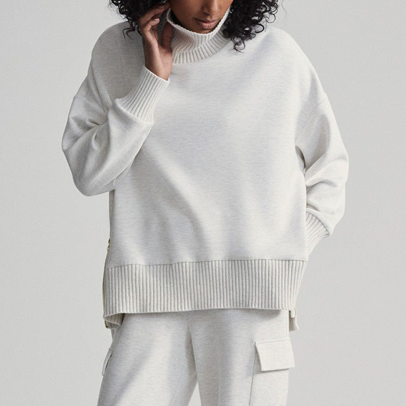 Varley BARKER HIGH NECK SWEAT Ivory Marl