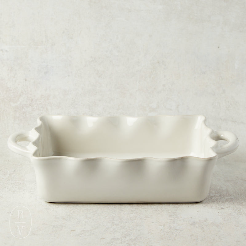 Casafina by Costa Nova RUFFLED MEDIUM RECTANGLE BAKER White