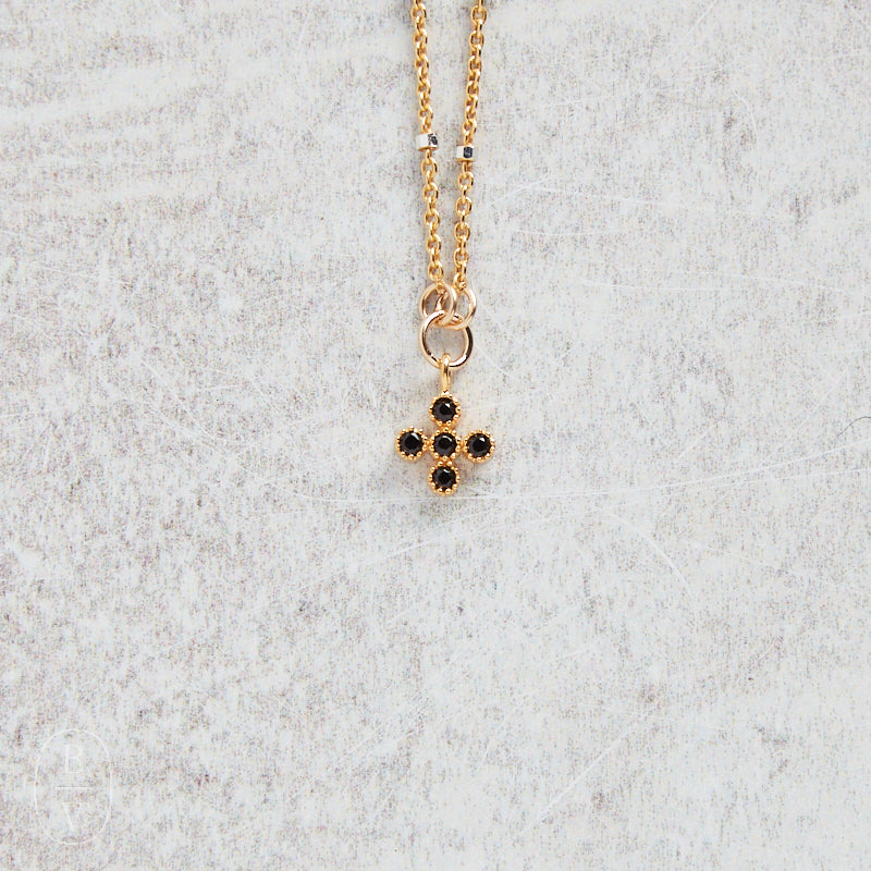 CV Designs BLACK CZ CROSS NECKLACE - CVNTCZBL