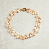 Virtue PEARL ROSARY TRIPLE LAYER NECKLACE PLAIN Blush Gold