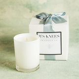 B's Knees Fragrance Co. B's Knees 1 Wick White Glass Candle White Santa Elena