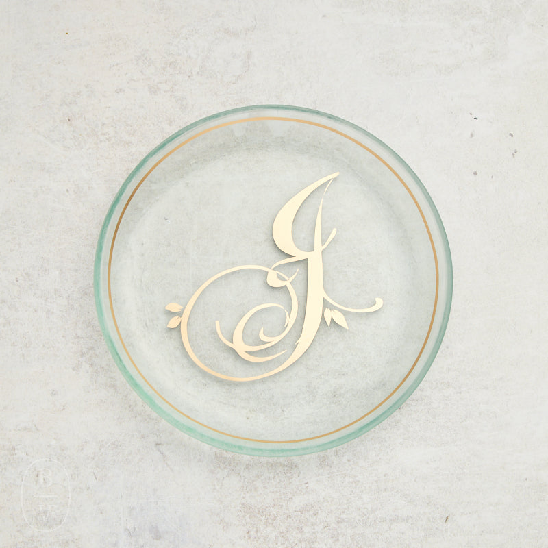 Annieglass INITIAL MINI PLATE Gold J