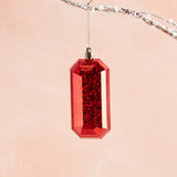 A and B Floral FACETED GEM ORNAMENT 5.25 Red Rectangle