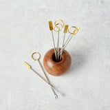 Bloomingville MANGO WOOD HOLDER WITH APPETIZER PICKS