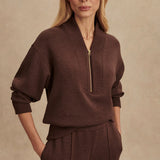 Varley SALLY HALF ZIP SWEAT Coffee Bean Marl