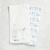 Pomegranate MARTINI LINEN TEA TOWEL SET OF 2