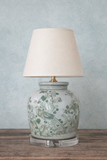 The Han House GREEN WHITE GINGER JAR LAMP NO SHADE