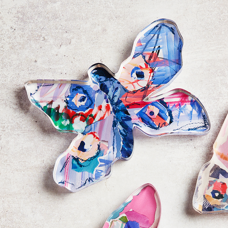 Lauren Dunn ACRYLIC BUTTERFLY BLOCK Blue and Pink