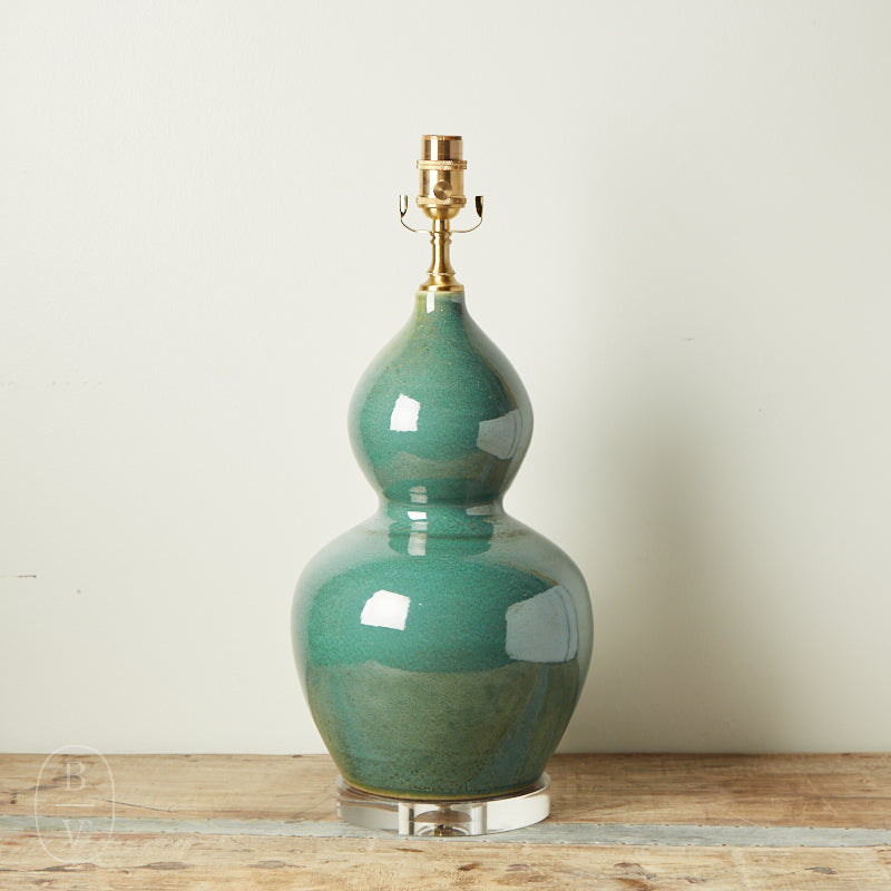 The Han House TEAL GREEN GOURD LAMP NO SHADE