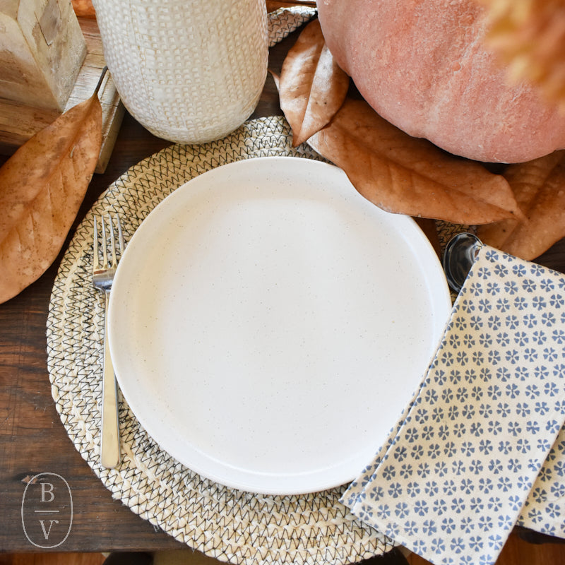 Creative Co-op SET OF 4 COTTON AND LINEN BLOCKPRINT NAPKINS