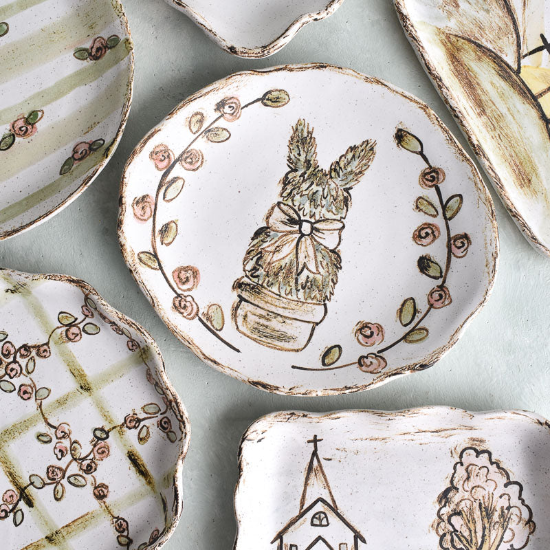 Etta B Pottery BUNNY TOPIARY PLATE