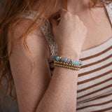 Golden Stella THREE ROW MARBLE BEAD BRACELET Turquoise Gold