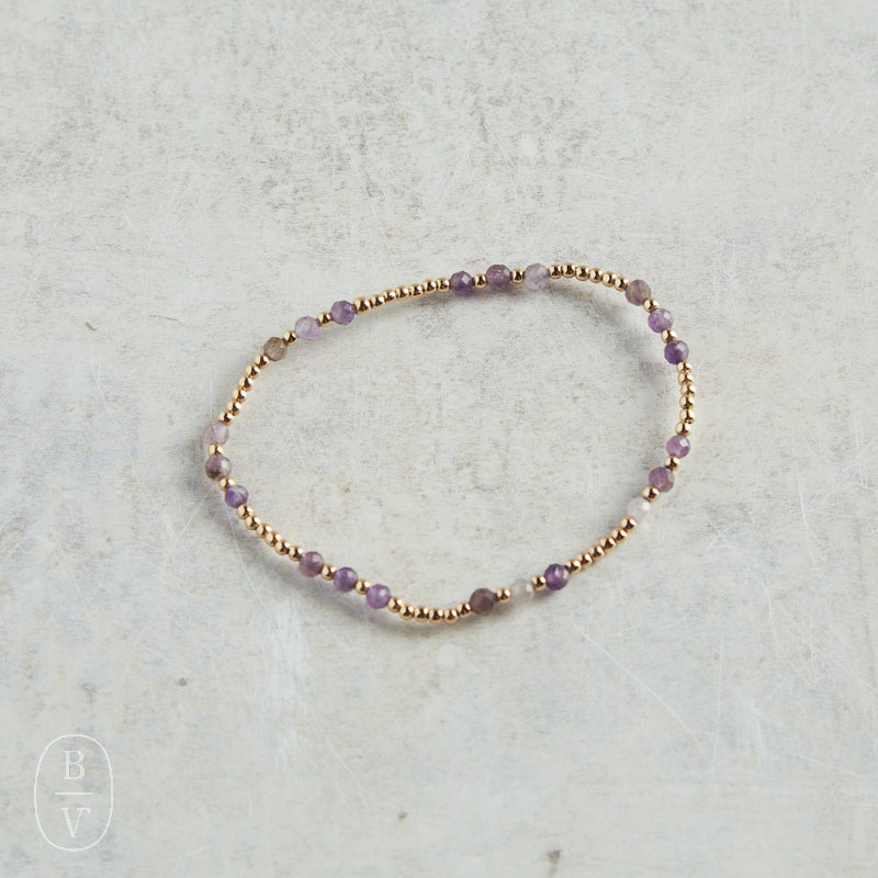 eNewton Design GEMSTONE JOY PATTERN BEAD BRACELET Amethyst 3mm