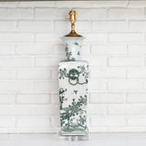 The Han House GREEN WHITE SQUARE TALL LAMP NO SHADE