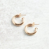 eNewton Design ROUND GOLD POST HOOP EARRINGS Smooth 4mm 1