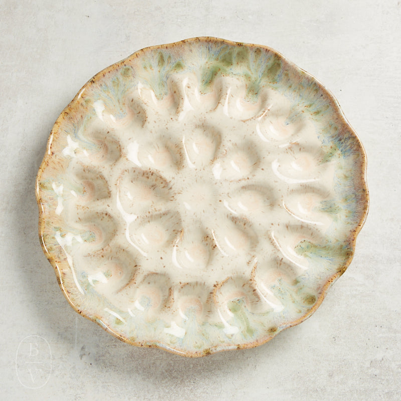 Etta B Pottery TWENTY FOUR EGG PLATTER Botanical