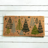 Creative Co-op NATURAL COIR DOORMAT WITH TREES AND STARS 32 x 16