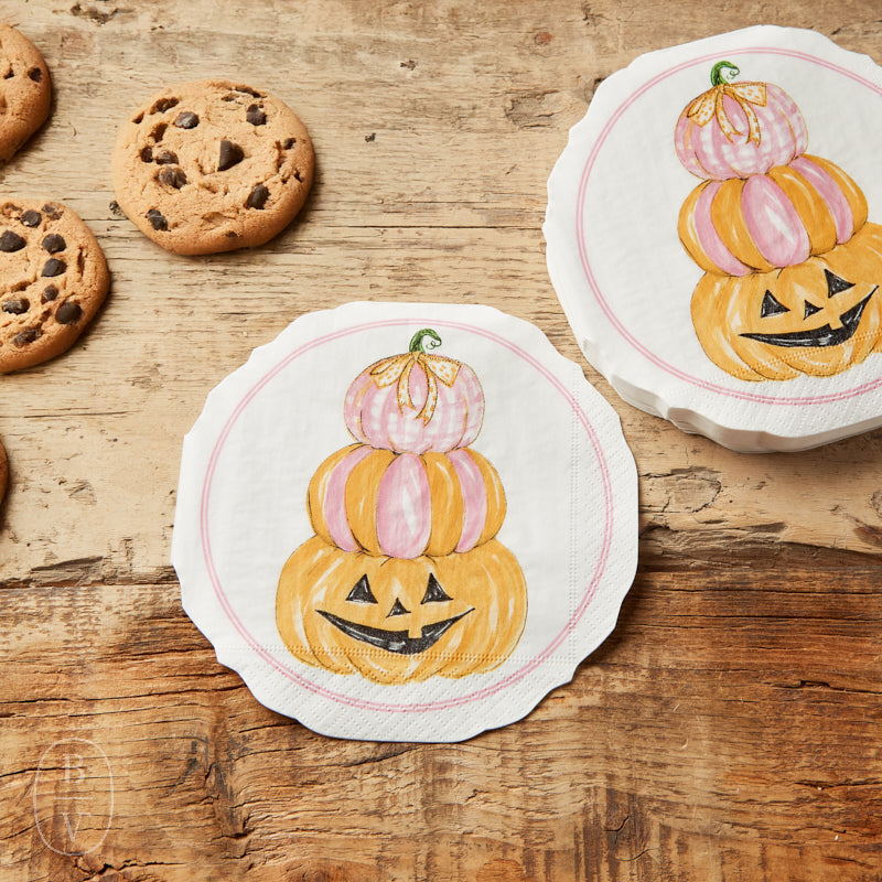 Boston International PINK PUMPKIN STACK SHAPED LUNCHEON NAPKINS