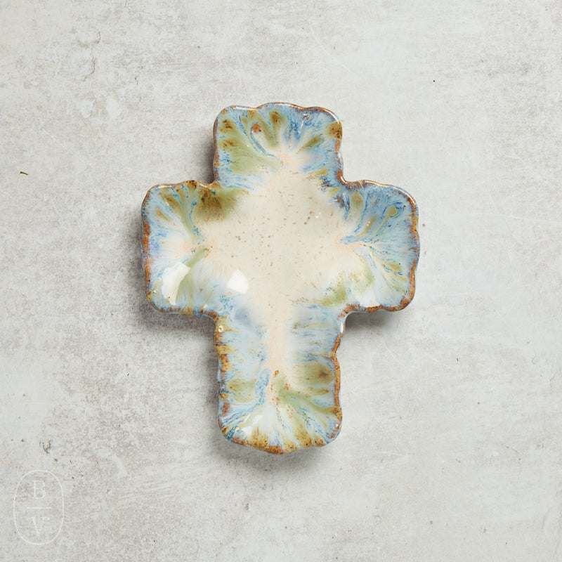 Etta B Pottery SPRING CROSS Number 4 (Blue Green)