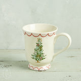 Creative Co-op CHRISTMAS TREE STONEWARE MUG Green Tree with Bows