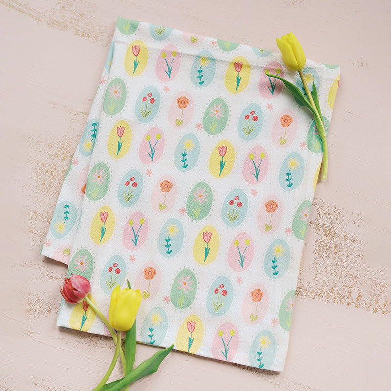 Doe A Deer FRAMED FLOWERS FULL PATTERN KITCHEN TOWEL