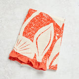 Creative Co-op PATTERN AND RUFFLE PRINTED TEA TOWEL Coral
