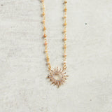 Virtue GOLD RHINESTONE STARBURST ROSARY NECKLACE Sand