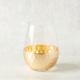 Zodax FEZ CUT STEMLESS WINE GLASS Gold Leaf