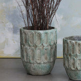 Creative Co-op EMBOSSED CEMENT PLANTER