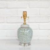 The Han House SMALL GREEN WHITE LAMP NO SHADE