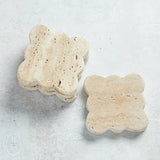 Creative Co-op SCALLOPED EDGE TRAVERTINE COASTER SET