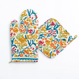 Pomegranate GARDEN OVEN MITT SET Teal