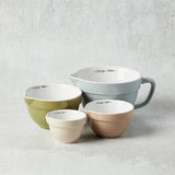 Creative Co-op STONEWARE BATTER BOWL SHAPED MEASURING CUPS SET Dark Blue Olive