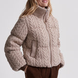 Varley REGGIE CABLE KNIT PUFFER Light Taupe