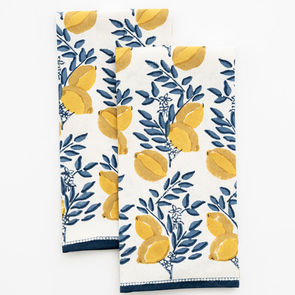 Pomegranate LEMON VINE TEA TOWEL SET OF 2