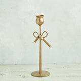 Creative Co-op IRON TAPER HOLDER WITH BOW Gold 9.5