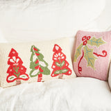 Peking Handicraft PINK MULTI HOLLY HOOKED PILLOW