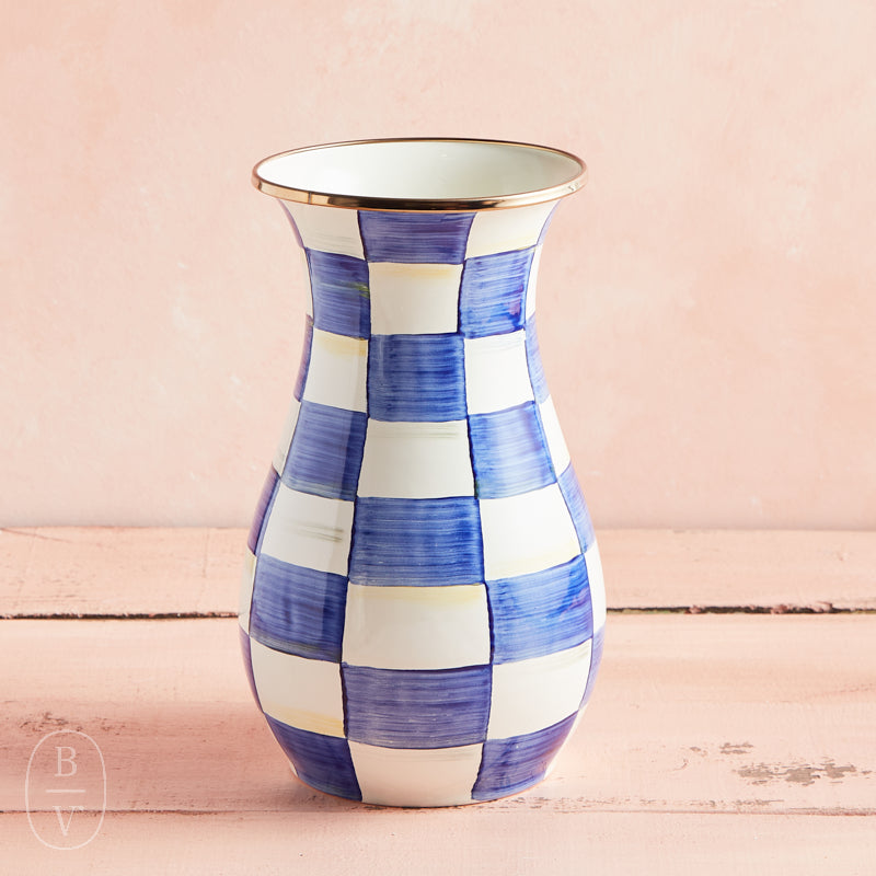 MacKenzie-Childs TALL VASE Royal Check