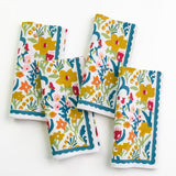 Pomegranate GARDEN NAPKIN SET OF 4 Teal