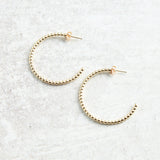 eNewton Design CLASSIC BEADED POST HOOP EARRINGS Gold 2mm 1.25