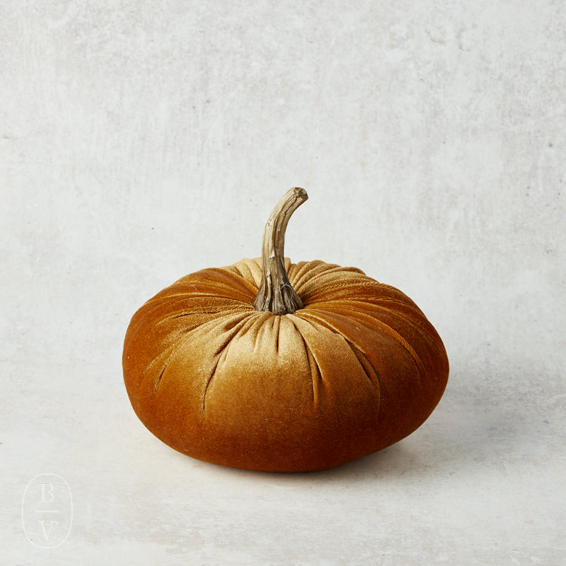 K and K Interiors VELVET STUFFED PUMPKIN Orange 6.25