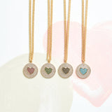 Virtue HEART DISC ON SMALL CURB CHAIN NECKLACE