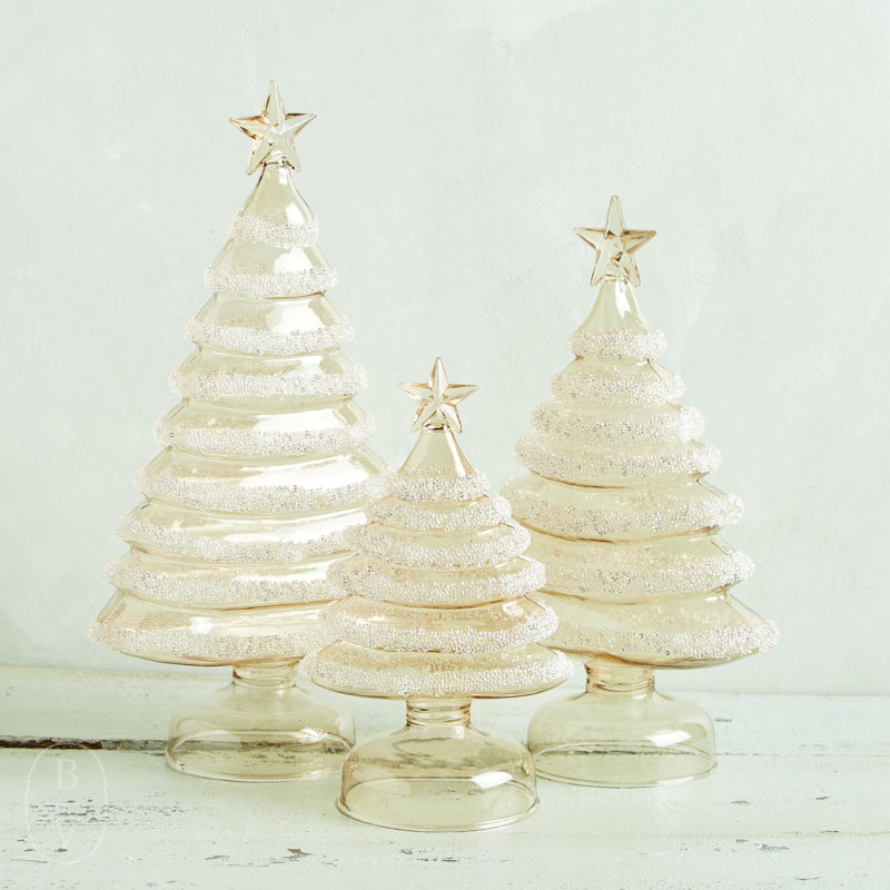 K and K Interiors GLASS ICED LAYERS CHRISTMAS TREE Gold