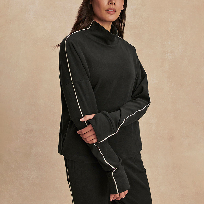 Varley RONA HIGH NECK MIDLAYER Black_Snow White