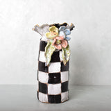 Dixie Pottery GOLD LUSTER RIM SAK VASE 3 FLOWERS 2 LEAVES