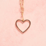 Virtue GOLD PAPERCLIP CHAIN OPEN HEART NECKLACE Pink