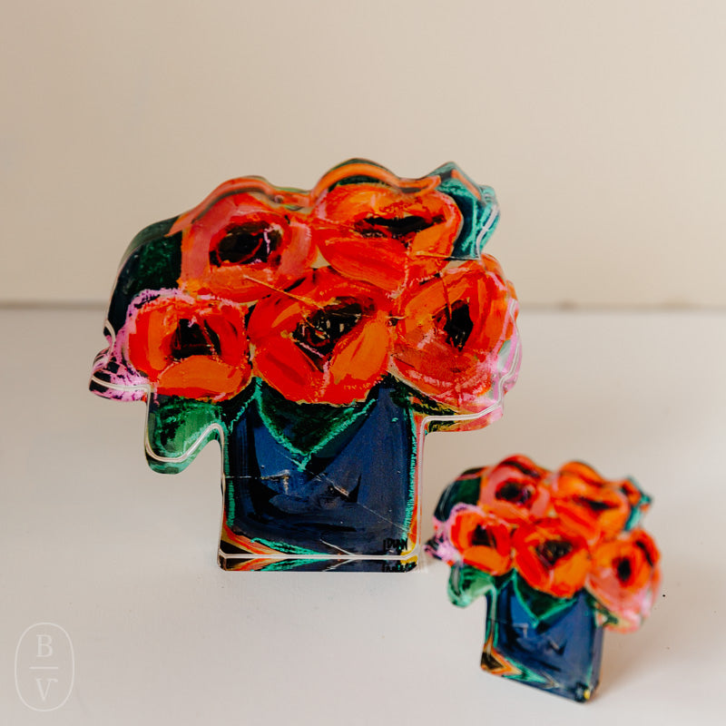 Lauren Dunn ACRYLIC BLOOM BLOCK Red Floral