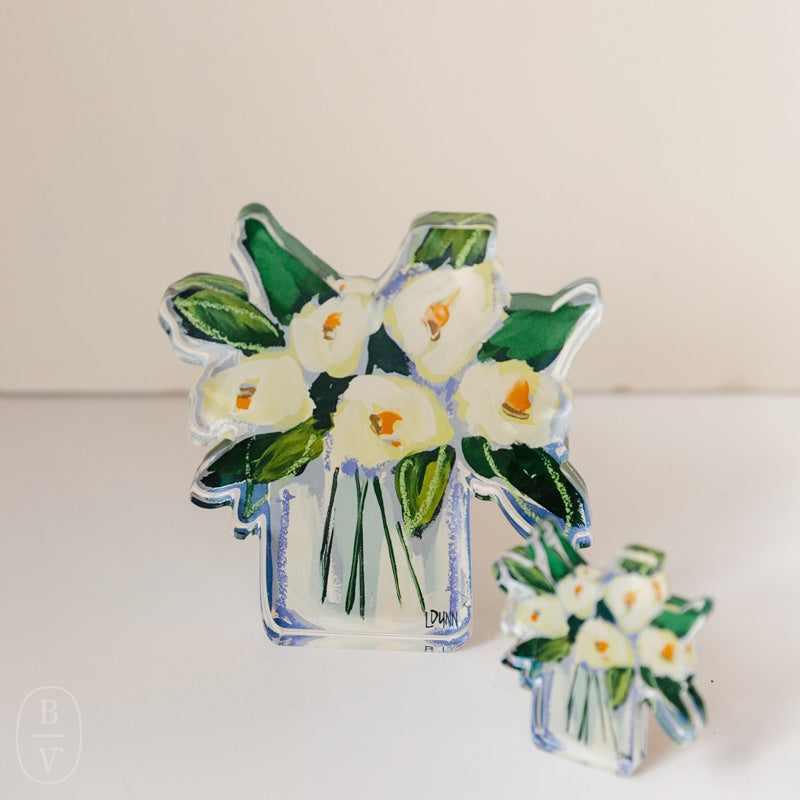 Lauren Dunn ACRYLIC BLOOM BLOCK White Floral