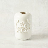 K and K Interiors CERAMIC VASE WITH RAISED FLOWERS Vine Tall